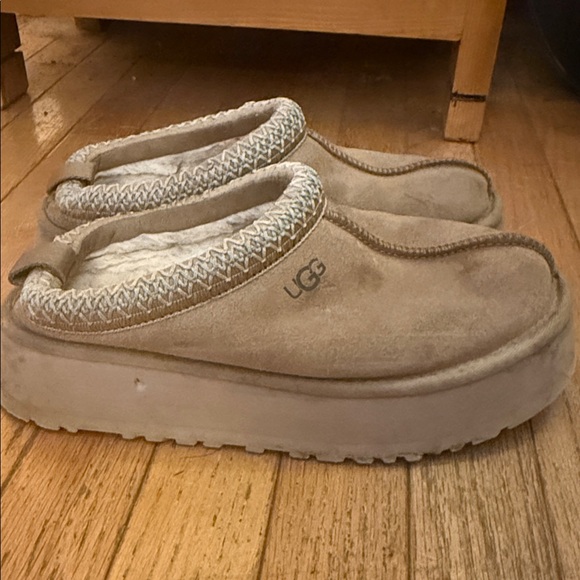 UGG Shoes - UGG Beige Suede Platform Slippers